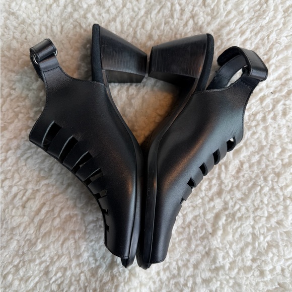 Munro Abby Nubuck Leather Slingback Heels Black Comfort Sandals 8.5 - Picture 2 of 6